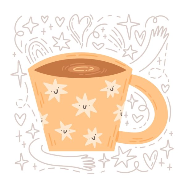 bright childlike kids mug illustration